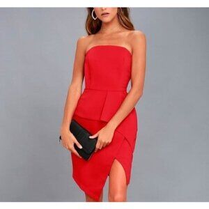 Adelyn Rae NWT Samantha Dress XS Red Cocktail Party Asymmetric‎ Hem Strapless